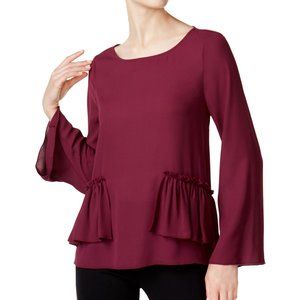 Maison Jules Antibes Peplum Ruffled Bell Sleeve